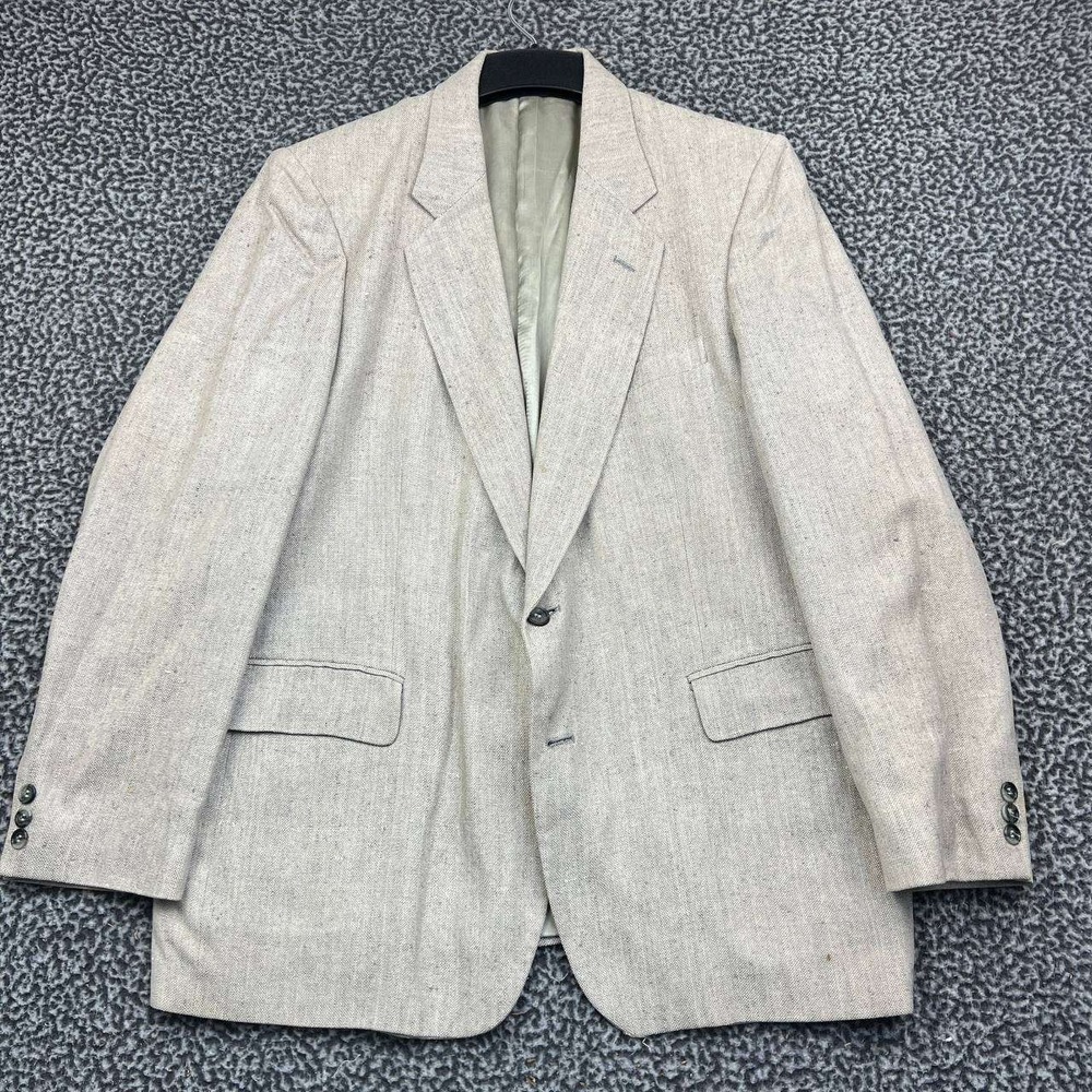 Vintage Sergio Valente Blazer Sport Coat Men 44R Beige Textured Two Button